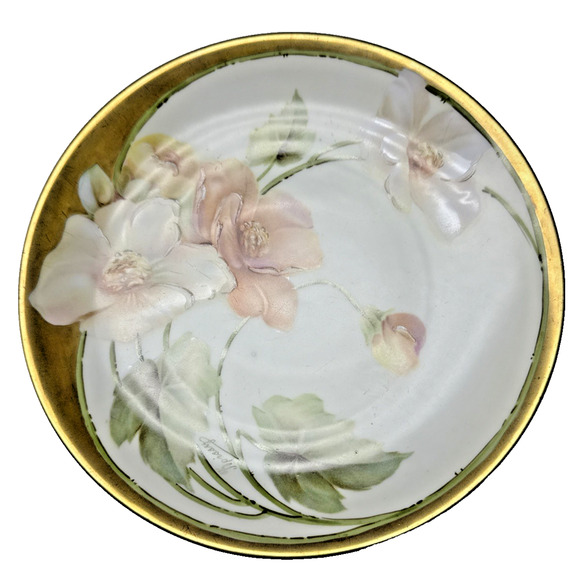 Old RS Prussia Germany Hand Painted Cabinet Plate Gold Floral Signed - Picture 5 of 15